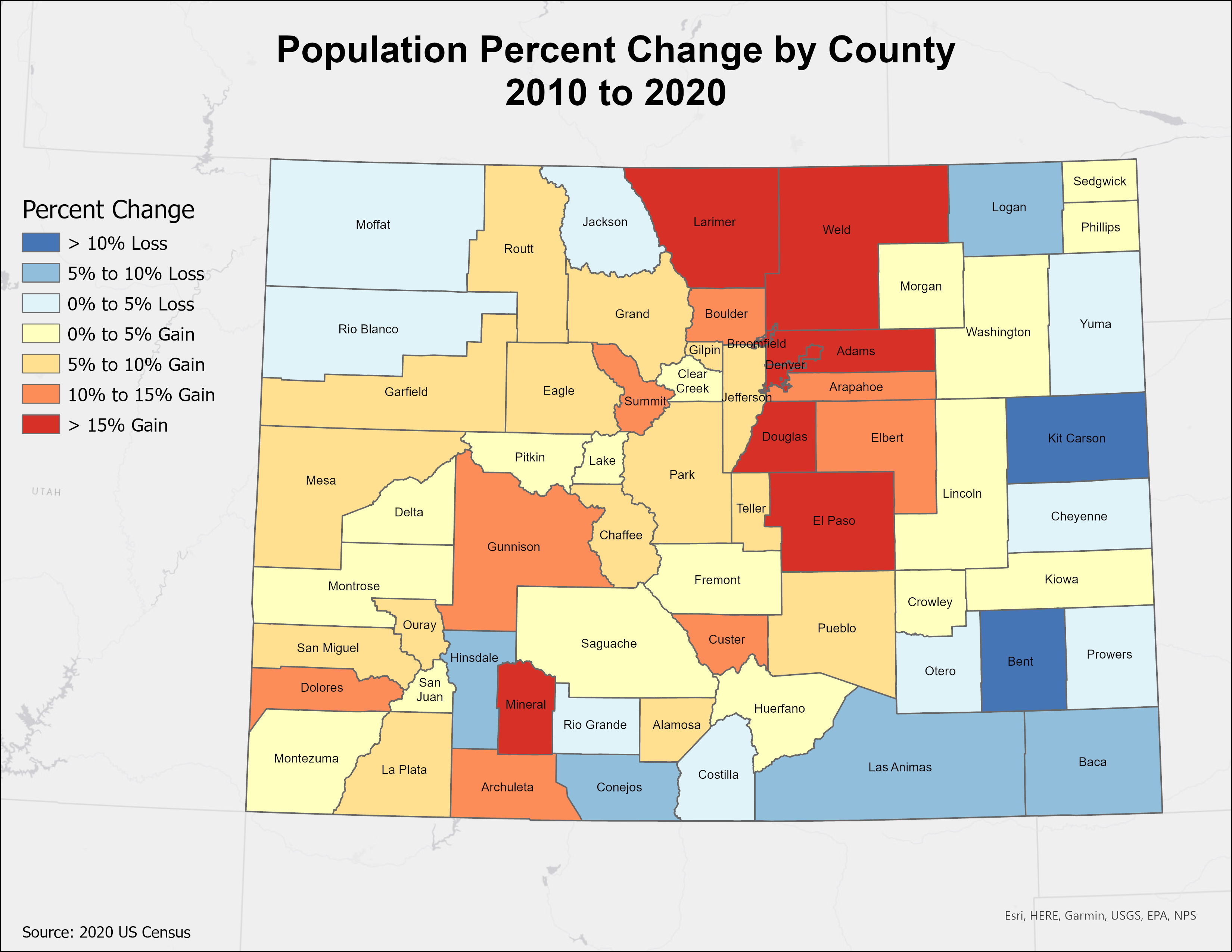 Colorado Population Change 2010 to 2020